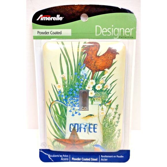 Amerelle Wall Switch Cover 1817T CHICKEN, BLUE BIRD, FLOWER, STAR, COFFEE POT - Picture 1 of 4